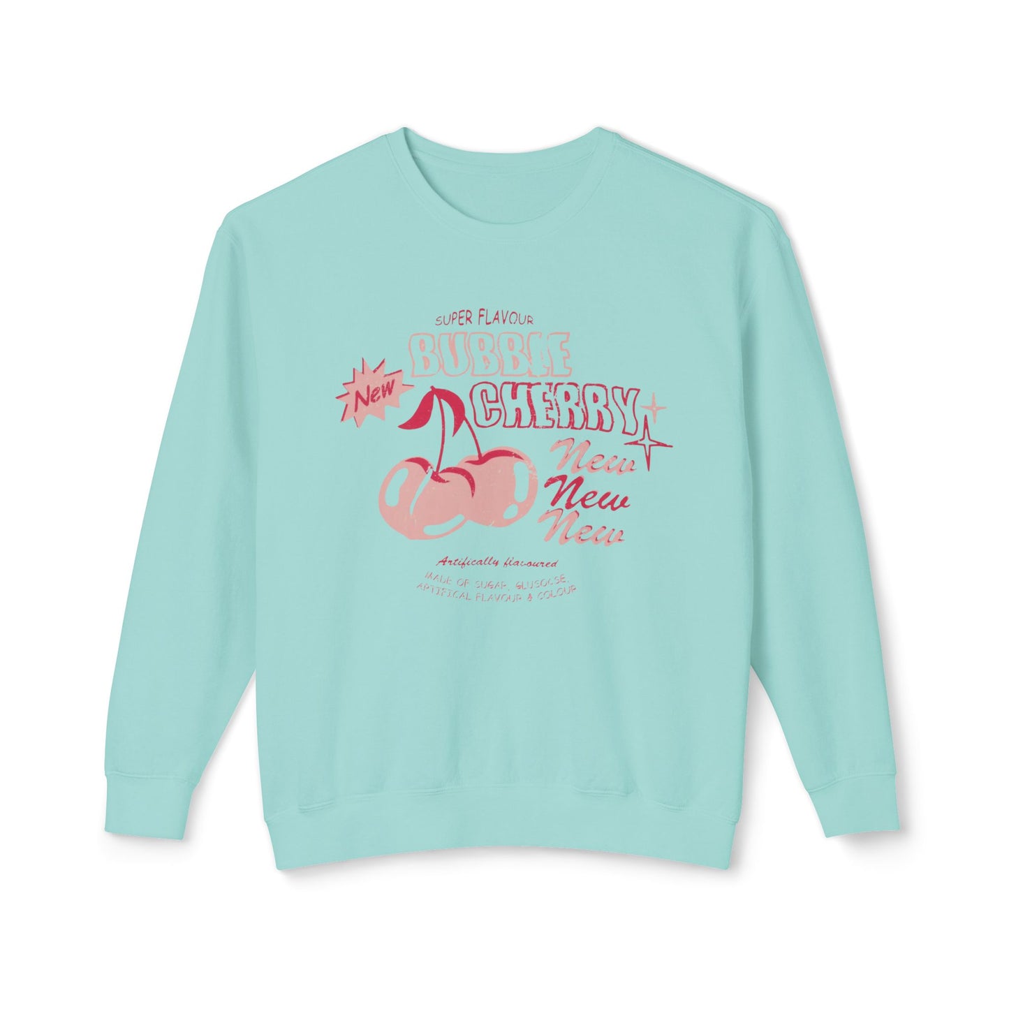 Bubble Gum Cherry - Lightweight Comfort Colors Crewneck Sweatshirt