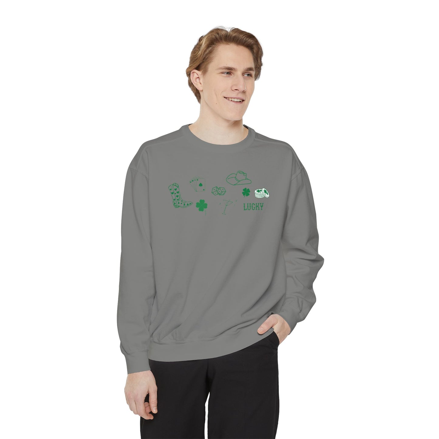 Lucky Collage Garment-Dyed Sweatshirt