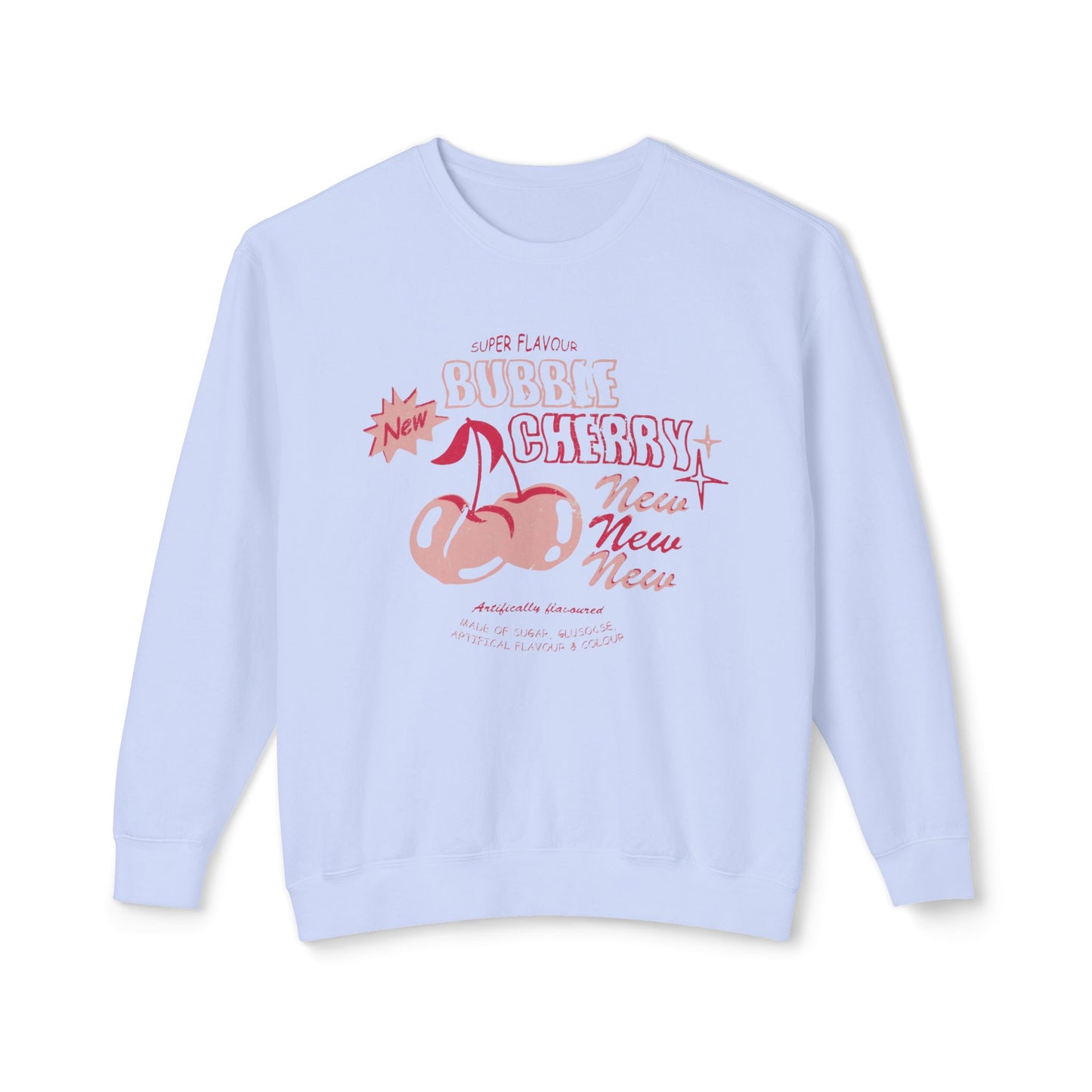 Bubble Gum Cherry - Lightweight Comfort Colors Crewneck Sweatshirt