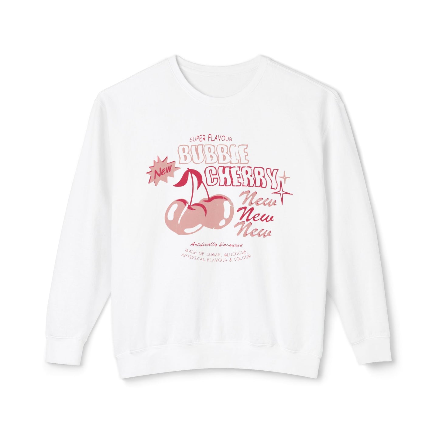 Bubble Gum Cherry - Lightweight Comfort Colors Crewneck Sweatshirt