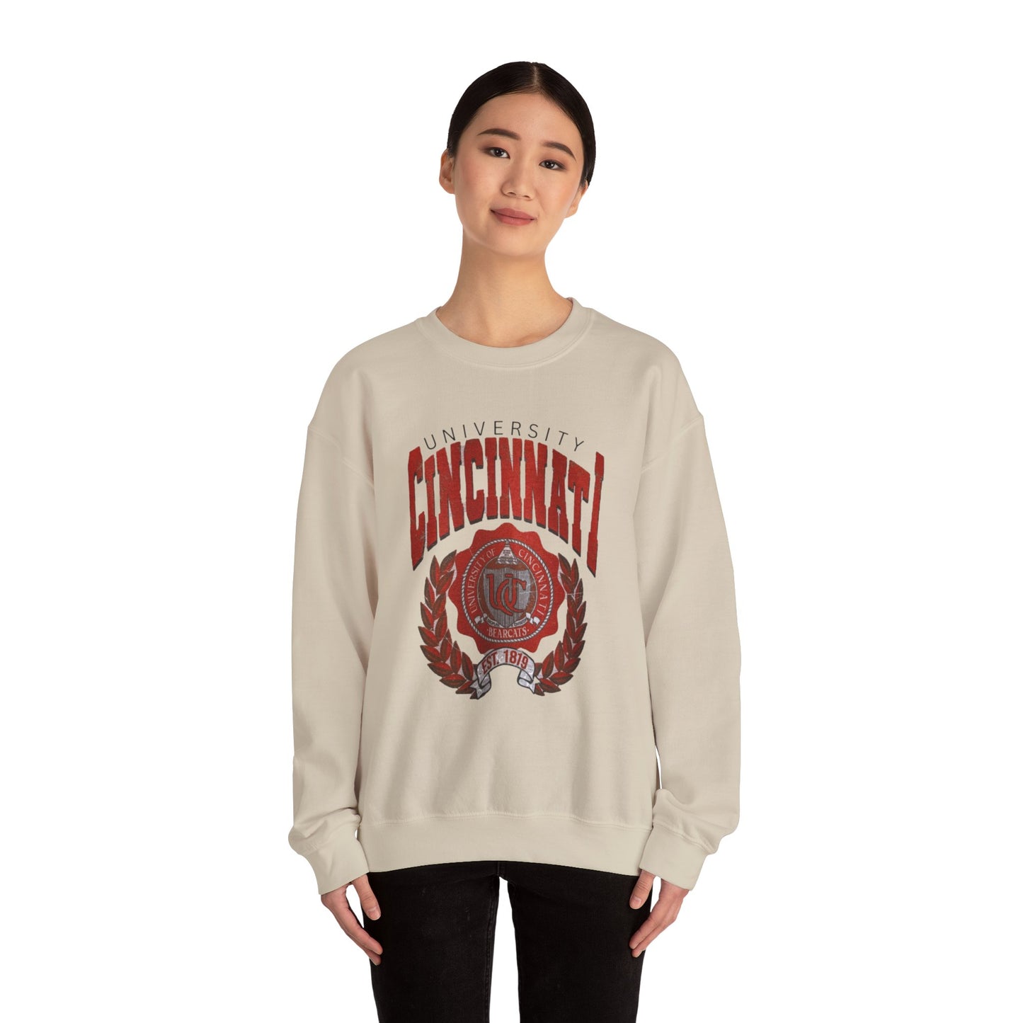 Distressed Uni of Cincinnati -Crewneck Sweatshirt