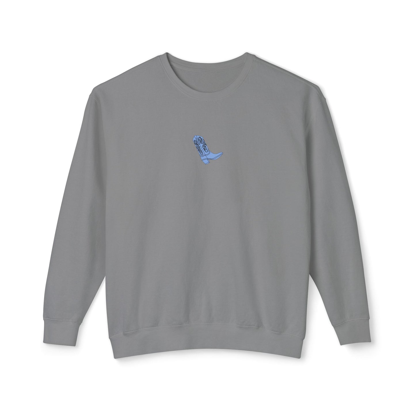 Blue Cowgirl Boot - Lightweight Comfort Colors Crewneck Sweatshirt