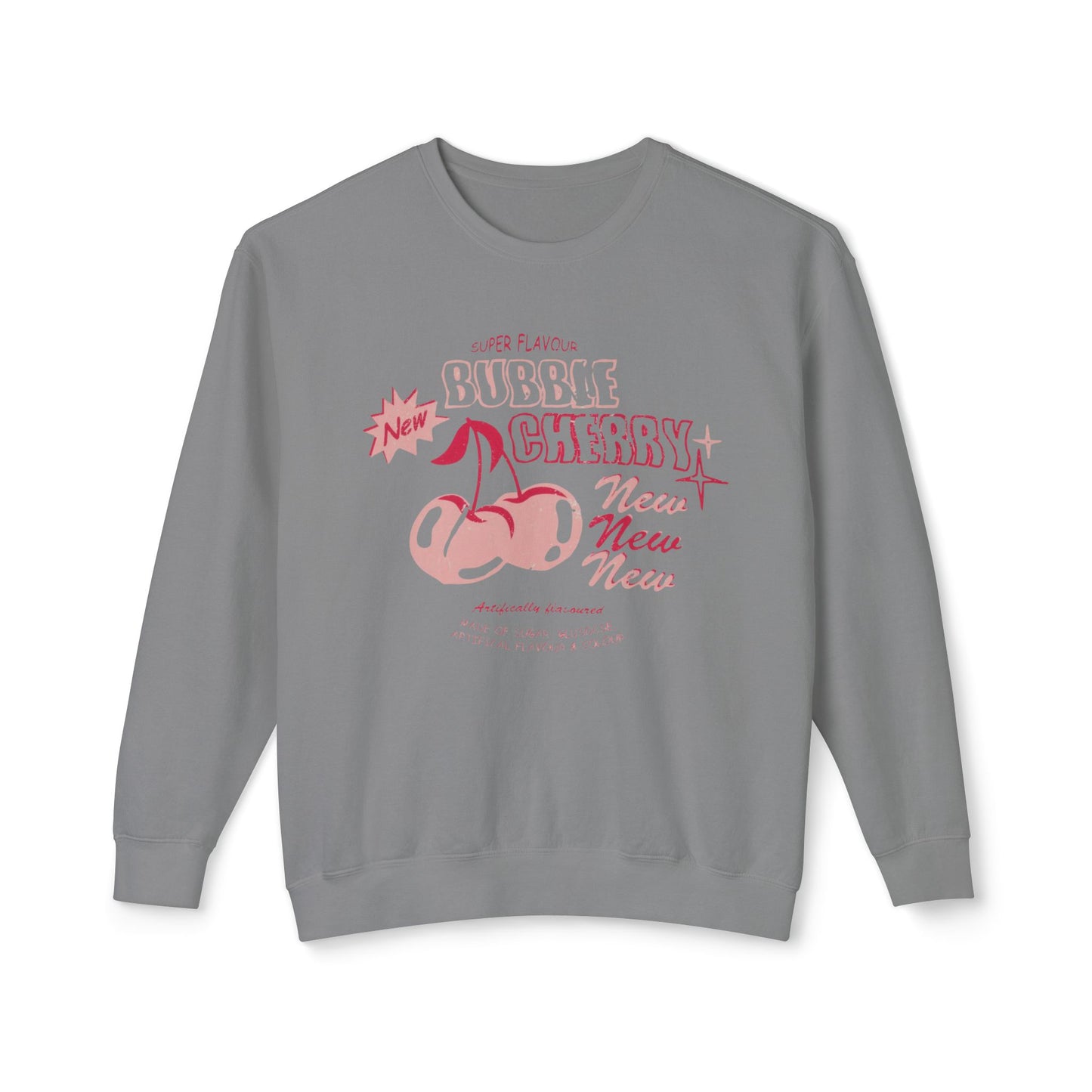 Bubble Gum Cherry - Lightweight Comfort Colors Crewneck Sweatshirt