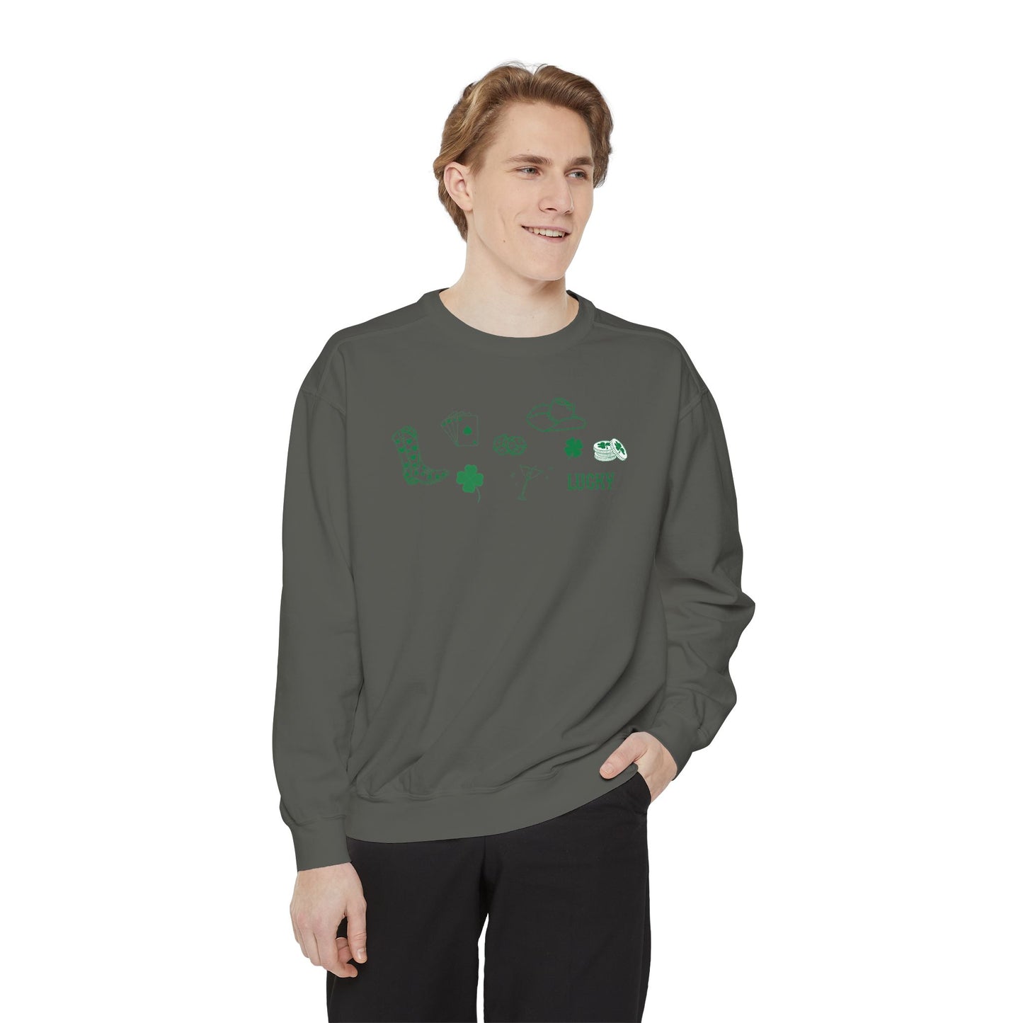 Lucky Collage Garment-Dyed Sweatshirt