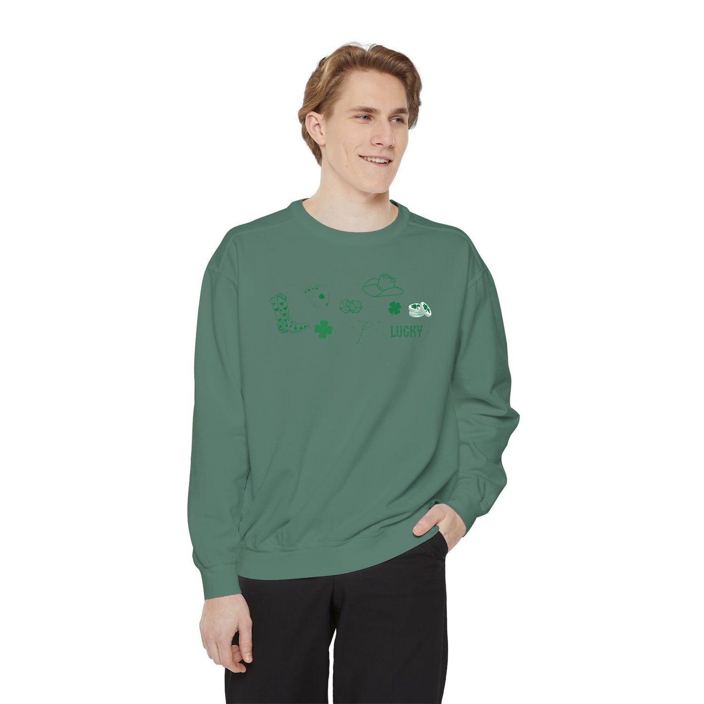 Lucky Collage Garment-Dyed Sweatshirt