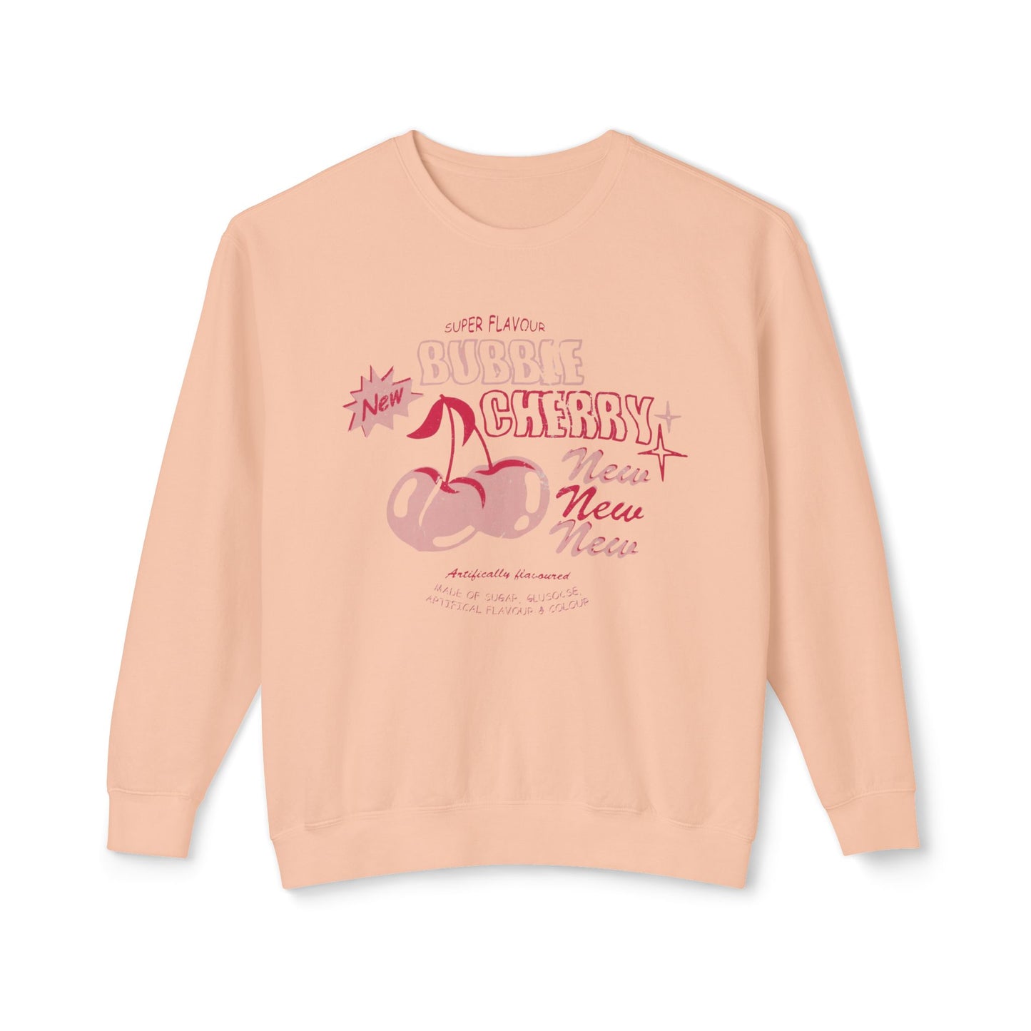 Bubble Gum Cherry - Lightweight Comfort Colors Crewneck Sweatshirt