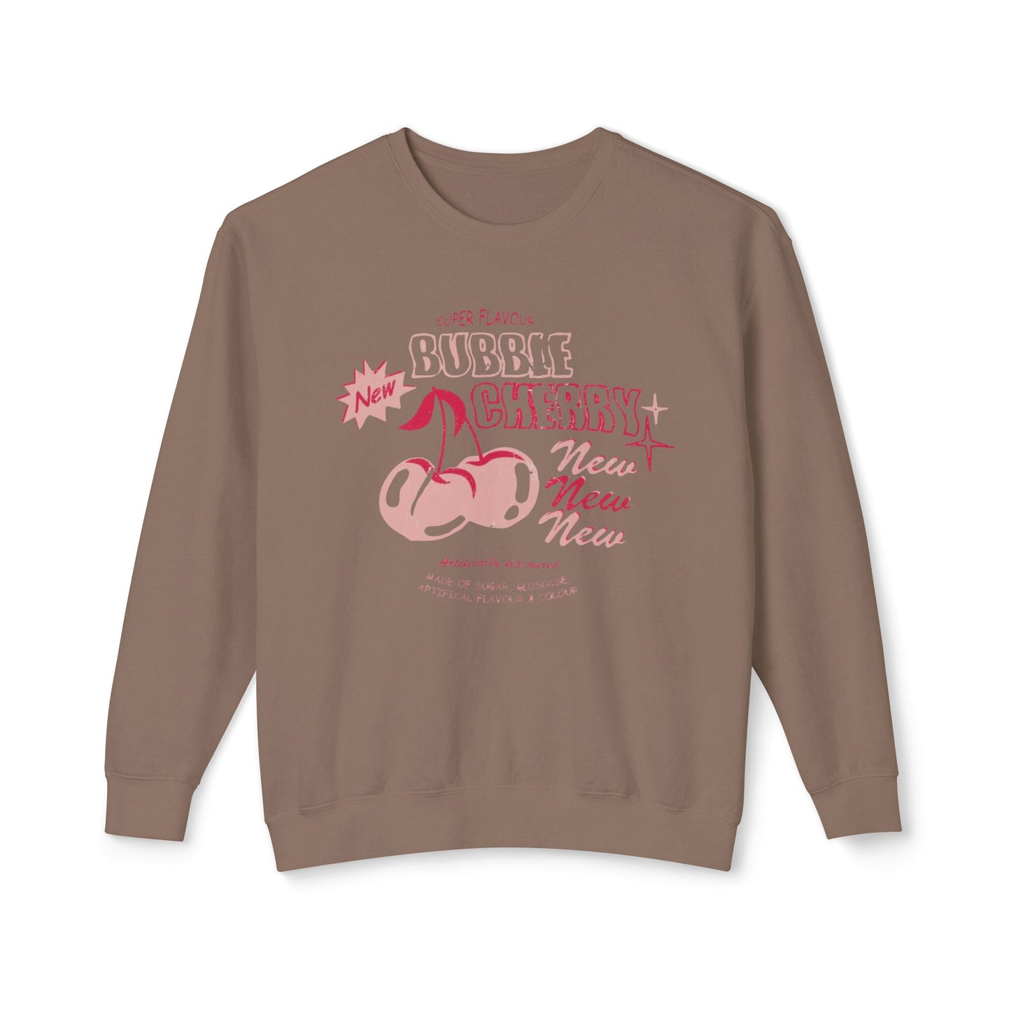 Bubble Gum Cherry - Lightweight Comfort Colors Crewneck Sweatshirt