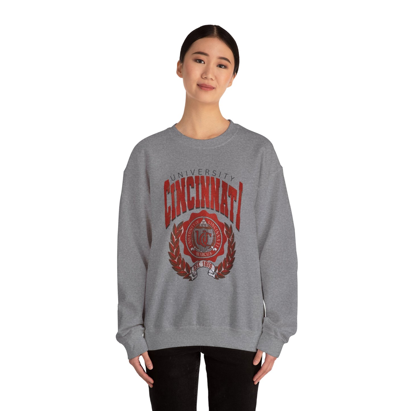 Distressed Uni of Cincinnati -Crewneck Sweatshirt