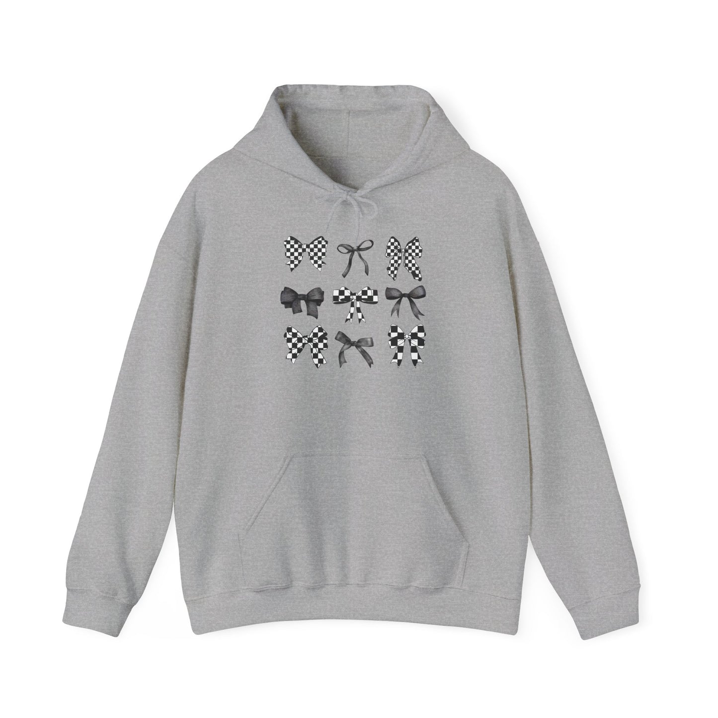 Black & White Checkered Bows- Hooded Sweatshirt