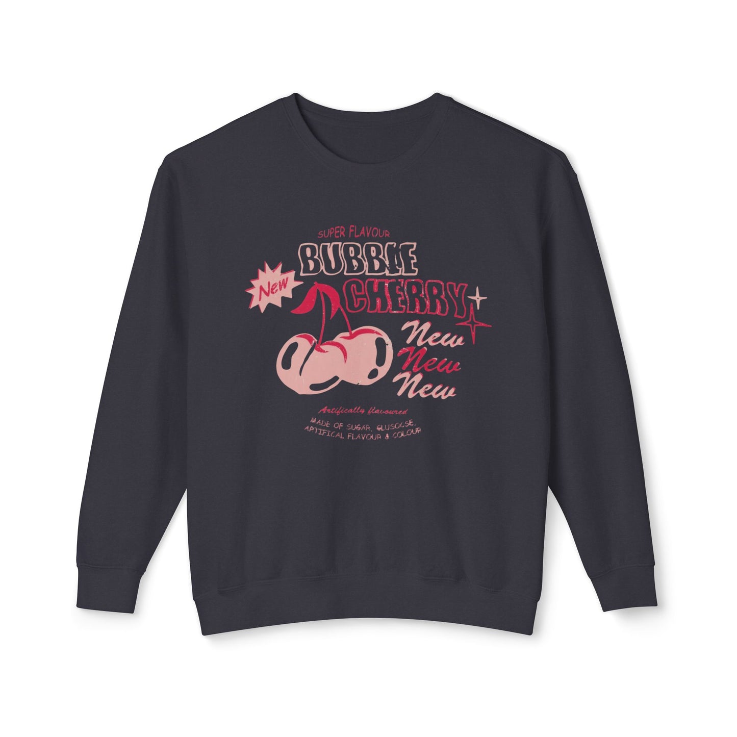 Bubble Gum Cherry - Lightweight Comfort Colors Crewneck Sweatshirt