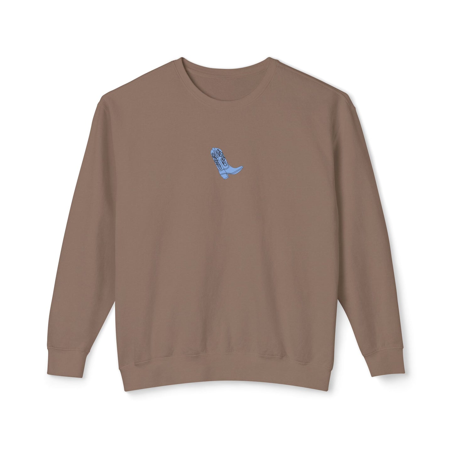 Blue Cowgirl Boot - Lightweight Comfort Colors Crewneck Sweatshirt