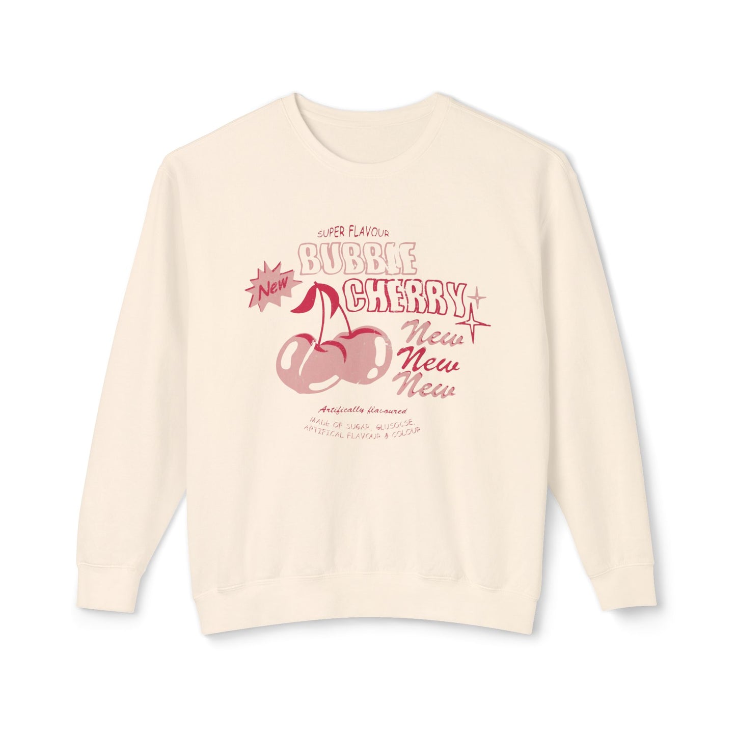 Bubble Gum Cherry - Lightweight Comfort Colors Crewneck Sweatshirt