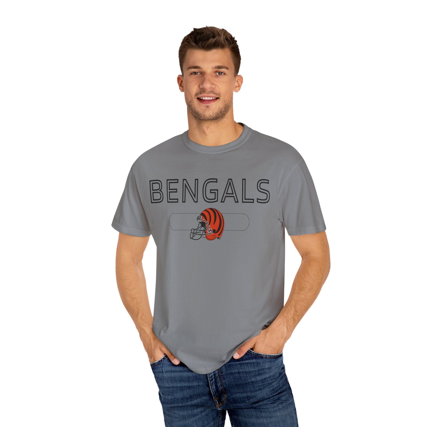 Bengals Helmet- Comfort Colors T-shirt