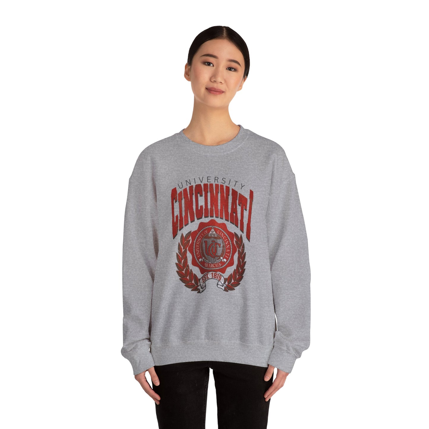 Distressed Uni of Cincinnati -Crewneck Sweatshirt