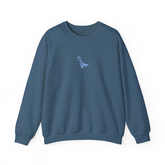 Blue Cowboy Boot- Crewneck Sweatshirt