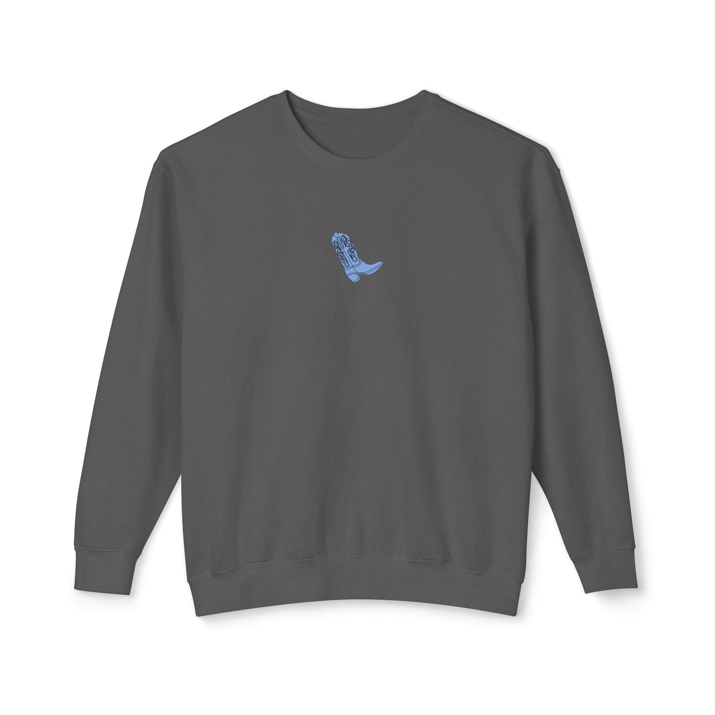 Blue Cowgirl Boot - Lightweight Comfort Colors Crewneck Sweatshirt