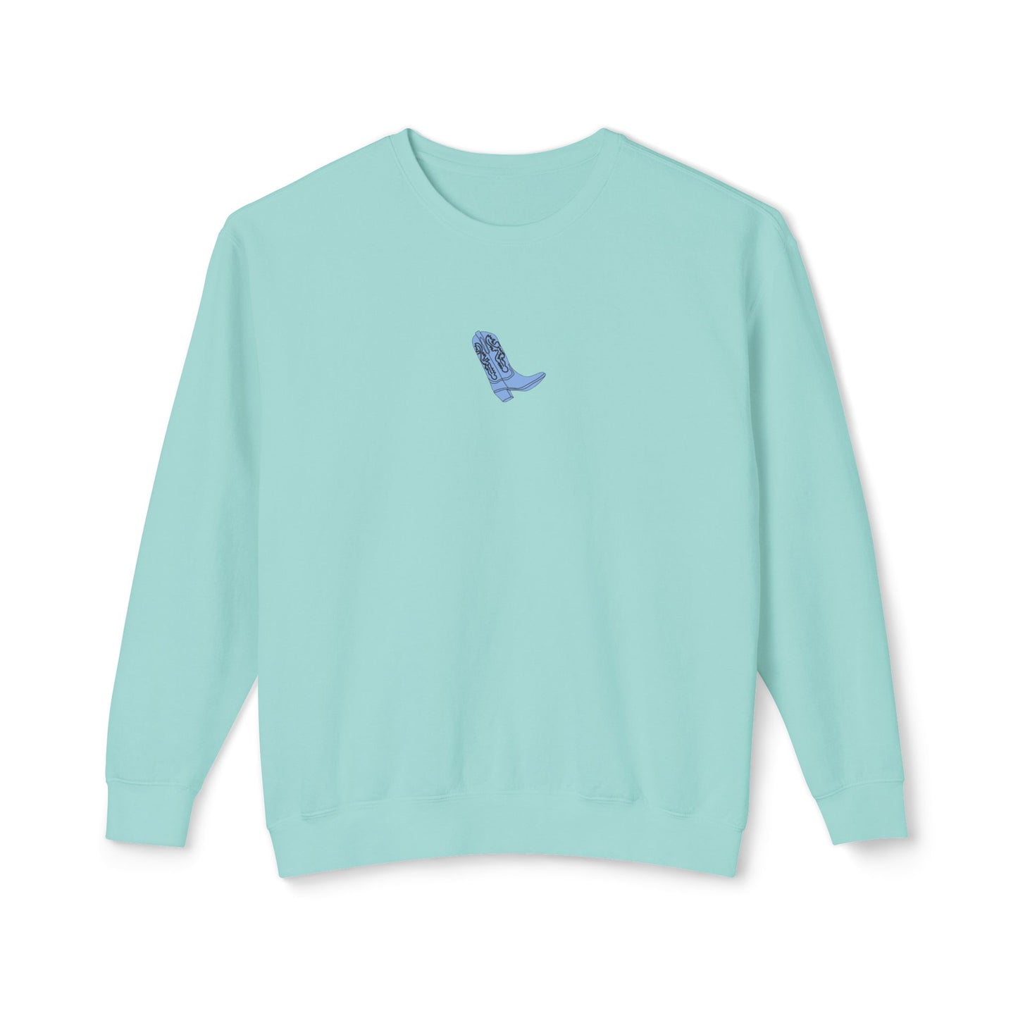 Blue Cowgirl Boot - Lightweight Comfort Colors Crewneck Sweatshirt