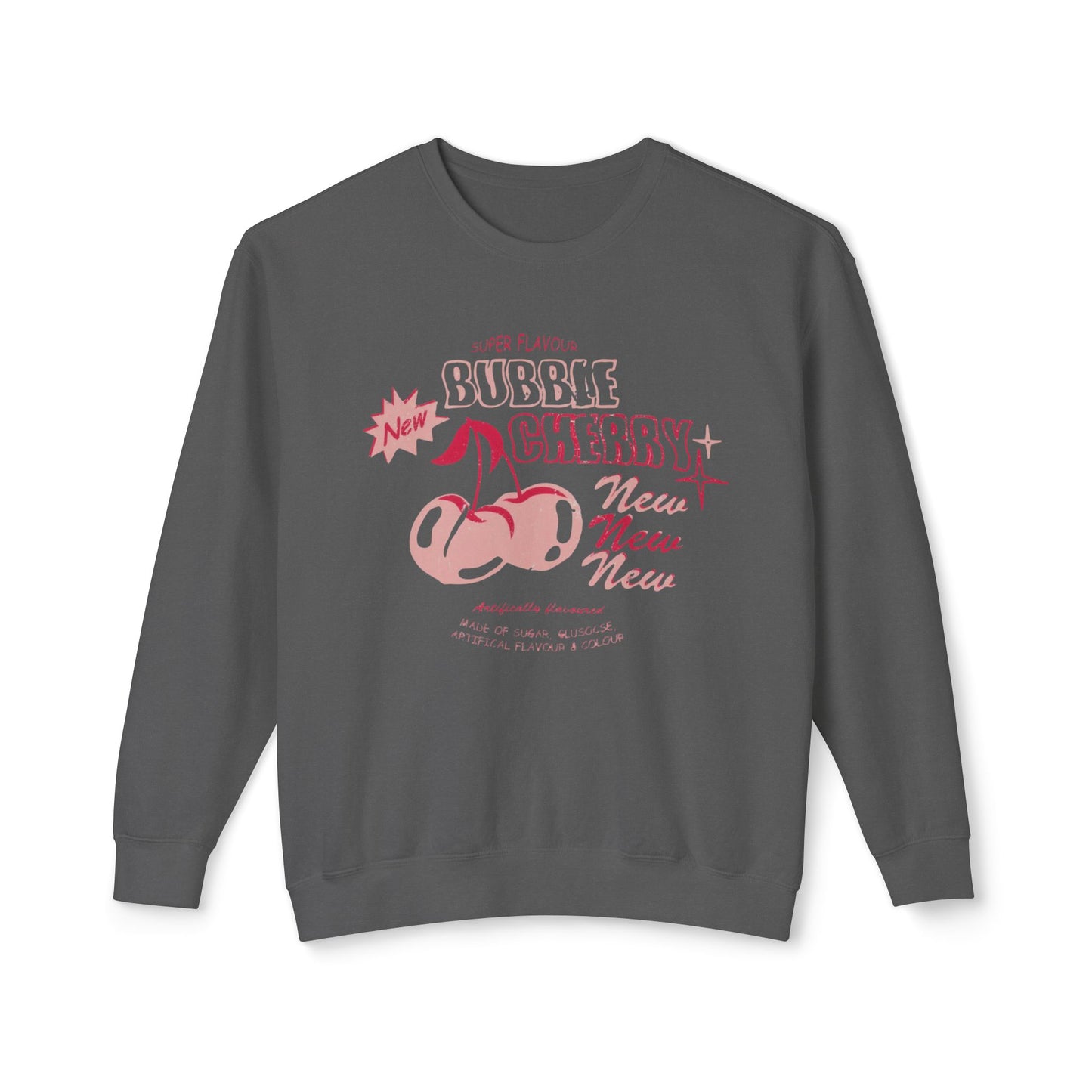 Bubble Gum Cherry - Lightweight Comfort Colors Crewneck Sweatshirt